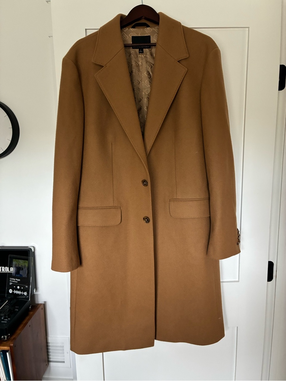 Banana Republic Men's Camel Tan Wool-Blend Trench Coat